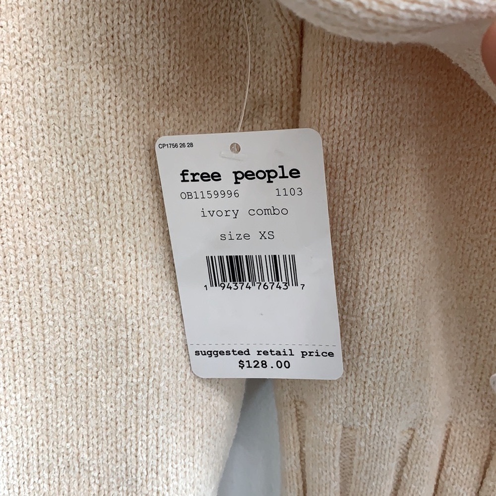 Free People Street Fair Tunic Sweater Ivory Combo - Picture 8 of 13